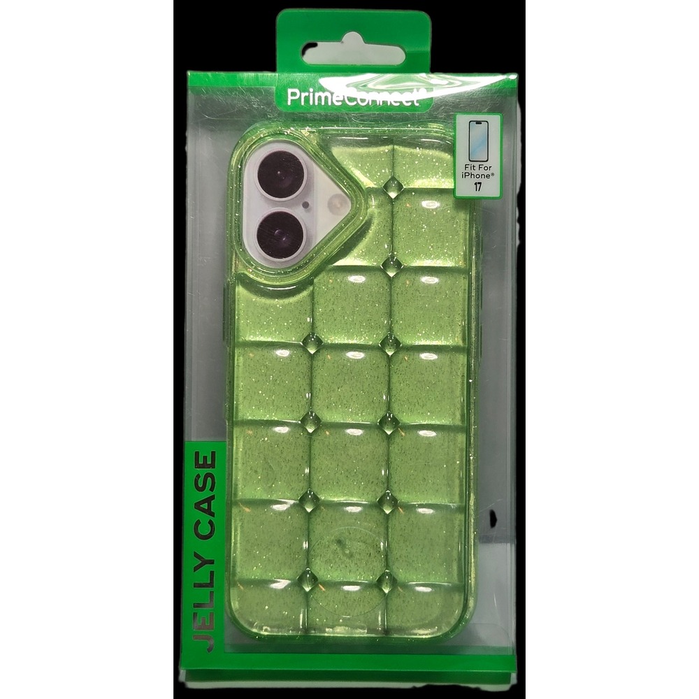 PrimeConnect iPhone 17 Jelly Case Cover Lime Green Glitter New TikTok viral Flaw